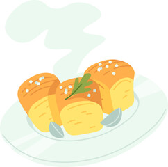 Garlic buns flat icon Fragrant baking Borscht soup