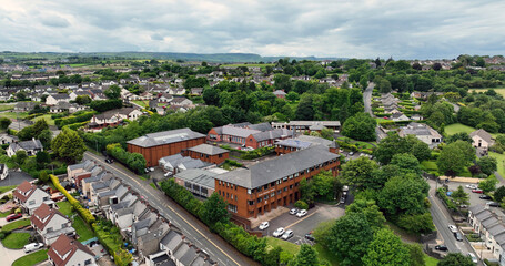 Fototapeta na wymiar Aerial photo of the Larne Grammar School in Larne Co Antrim Northern Ireland