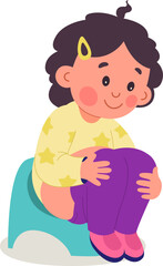 Cute kid on potty flat icon Toilet paper