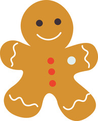 Obraz premium Gingerbread flat icon Christmas tasty cookies Christmas cactus element