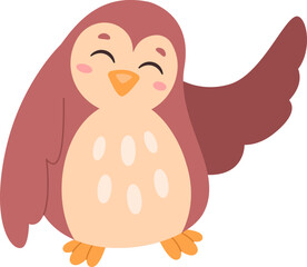 Cheerful owl flat icon Happy Christmas childish animals
