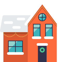 Christmas private house flat icon Winter landscape