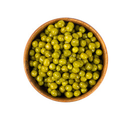 Canned Green Peas Isolated, Sweet Pea Pile, Cooked Legume, Protein Source, Healthy Vegan Food