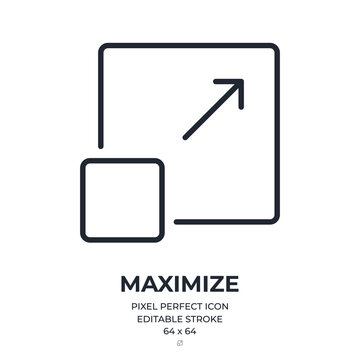 Maximize editable stroke outline icon isolated on white background flat vector illustration. Pixel perfect. 64 x 64.