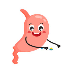 cartoon stomach with a spoon