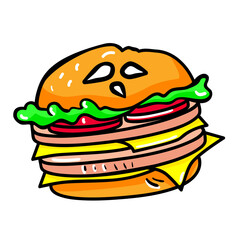 Hamburger colorful sticker