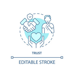 Trust turquoise concept icon. Personal growth. Overcoming self imposed fears tip abstract idea thin line illustration. Isolated outline drawing. Editable stroke. Arial, Myriad Pro-Bold fonts used