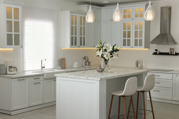 Luxury kitchen interior with new stylish furniture