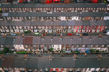 Rows of Working Class Houses Aerial View