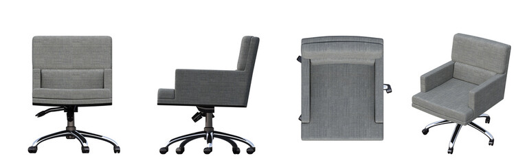 office chair isolated on white background, interior furniture, 3D illustration, cg render