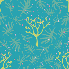 Algae in Bloom, a vector turquoise seamless pattern background.