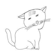 Cat is siting long mustache drooping ear cartoon
