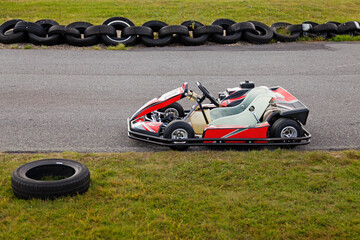Umea, Norrland Sweden - August 30, 2020: a go-kart standing on the race track