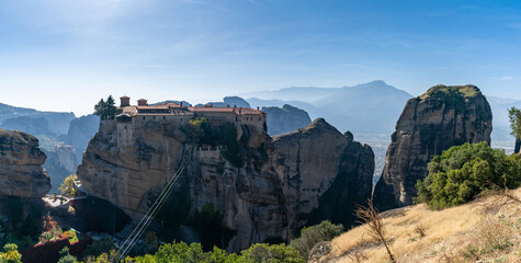 view of the Varlaam Monastery and landscape of Meteora