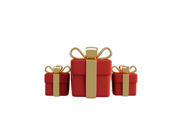 Christmas 3d style Product podium scene with flying falling white gift box with gold bow.3d illustration.	