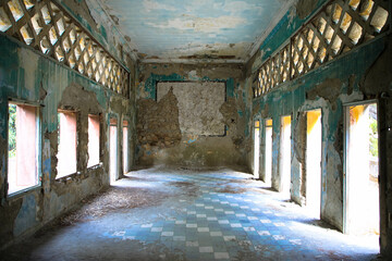 Lost Place in Eleousa. Derelict sanatorium. Historic Italian settlement. Detailed view of a former...