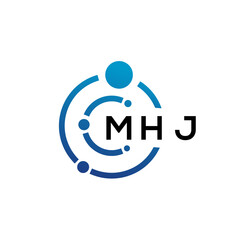 MHJ letter technology logo design on white background. MHJ creative initials letter IT logo concept. MHJ letter design.
