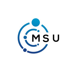 Obraz na płótnie Canvas MSU letter technology logo design on white background. MSU creative initials letter IT logo concept. MSU letter design.