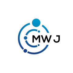 Fototapeta na wymiar MWJ letter technology logo design on white background. MWJ creative initials letter IT logo concept. MWJ letter design.