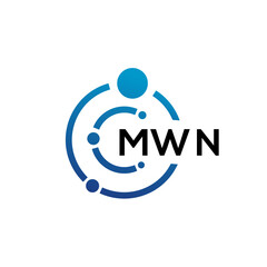 Fototapeta na wymiar MWN letter technology logo design on white background. MWN creative initials letter IT logo concept. MWN letter design.