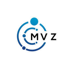 MVZ letter technology logo design on white background. MVZ creative initials letter IT logo concept. MVZ letter design.