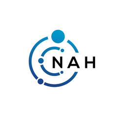 NAH letter technology logo design on white background. NAH creative initials letter IT logo concept. NAH letter design.