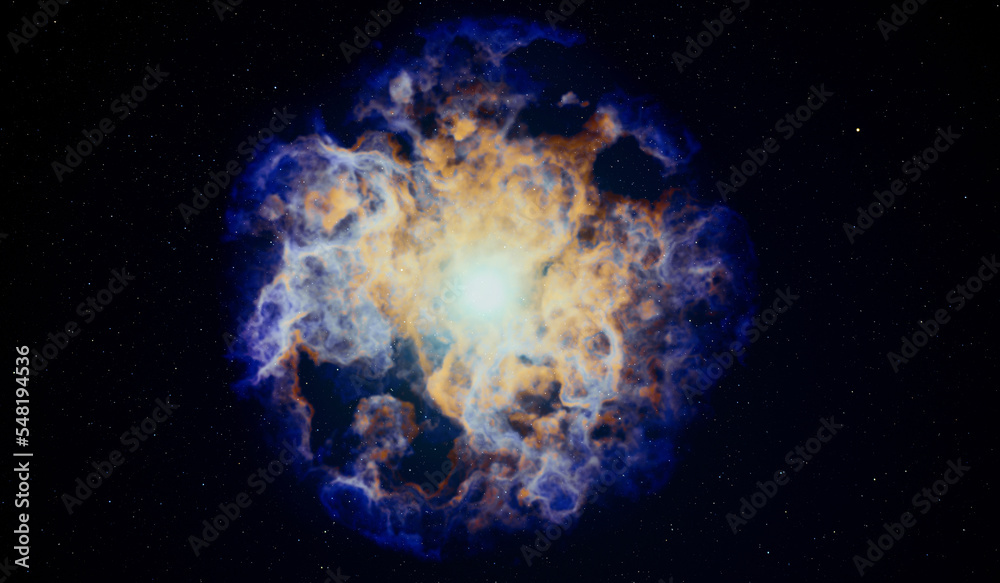 Wall mural colorful space background with nebula and stars. 3d rendering.