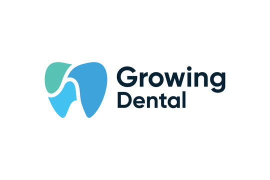 Growing dental teeth health care logo icon