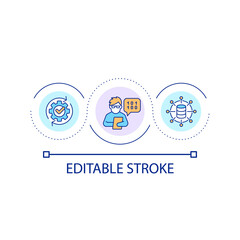 Database master loop concept icon. System analyst. Information management. Data administrator abstract idea thin line illustration. Isolated outline drawing. Editable stroke. Arial font used