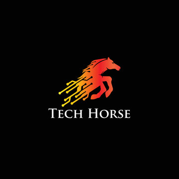 tech horse logo, tech logo, horse logo, minimalist logo