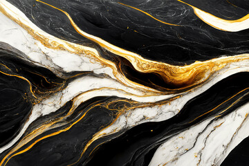 Black, white and gold 3d marble wallpaper