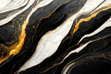 Black, white and gold 3d marble wallpaper