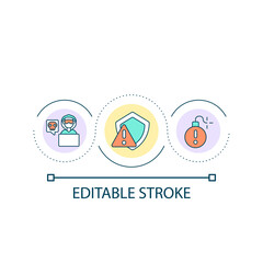 Hacking attacks loop concept icon. Digital hazard. Cybercrime danger. Malwares and viruses abstract idea thin line illustration. Isolated outline drawing. Editable stroke. Arial font used
