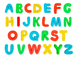 Plasticine Alphabet Isolated, Modeling Clay Letters, Creativity Modelling Material ABC, Clay Dough...
