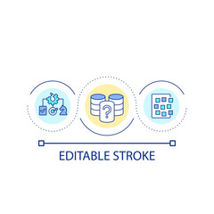 Strategy issues loop concept icon. Unproductive system. Ineffective regulation. Database problem abstract idea thin line illustration. Isolated outline drawing. Editable stroke. Arial font used