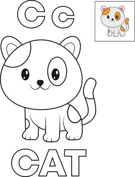Alphabet Cat to be colored. Coloring book for children.	