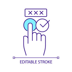 Obraz premium Set up password RGB color icon. Change login data. Access security. Personal identification. Isolated vector illustration. Simple filled line drawing. Editable stroke. Arial font used