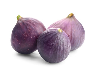Fresh ripe figs isolated on white background