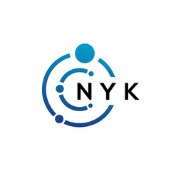 NYK letter technology logo design on white background. NYK creative initials letter IT logo concept. NYK letter design.