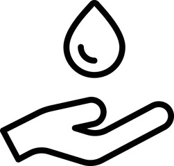save water hand drop icon. Isolated vector black outline stamp label rounded badge product tag on transparent background. Symbol.