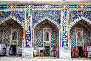Obraz premium Uzbek traditional clothes and other colorful souvenirs, Tashkent, Uzbekistan. 