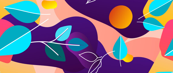 Naklejka premium Bold Pattern Tropical Leaf Jungle Modern Motif