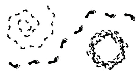 Bare Foot Footprints, Footprint Sign Path, Human Step Icons Road, Sole Pictogram Path