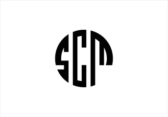 SCM letters abstract monogram logo design template 