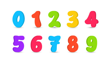Number. 3d Numbers of one to zero. Font design for Number. Vector illustration