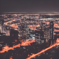 Obraz premium 都会の夜景をイメージしたイラストです。