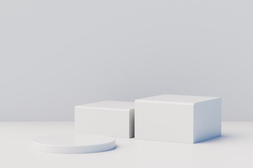 Background 3d render scene with podium, minimal product display mock up scene and geometric shape object. 3d rendering