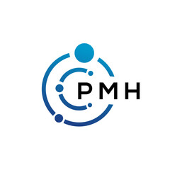 Obraz na płótnie Canvas PMH letter technology logo design on white background. PMH creative initials letter IT logo concept. PMH letter design.