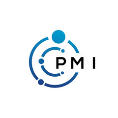 PMI letter technology logo design on white background. PMI creative initials letter IT logo concept. PMI letter design.