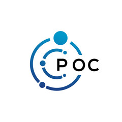 POC letter technology logo design on white background. POC creative initials letter IT logo concept. POC letter design.